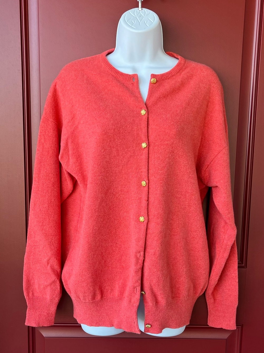 Scotch House 100% Wool Cardigan in Coral